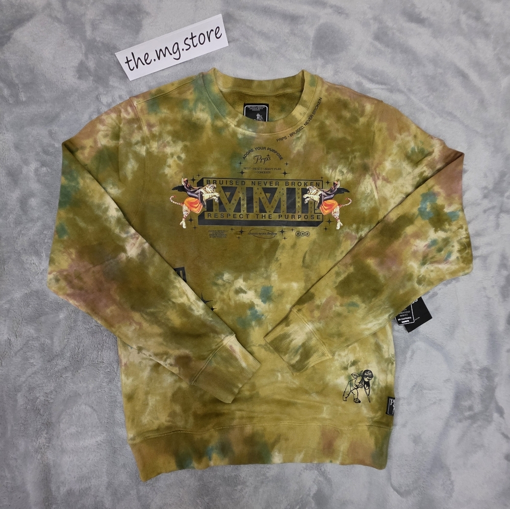 Prps Crewneck Top Tie-Dye Olive Twist Multicolor Graphic Sweatshirt Men's Sz M - Picture 6 of 10